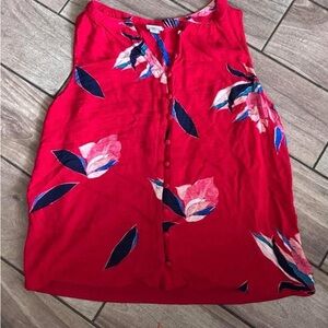 Old Navy Red Floral Tank Top